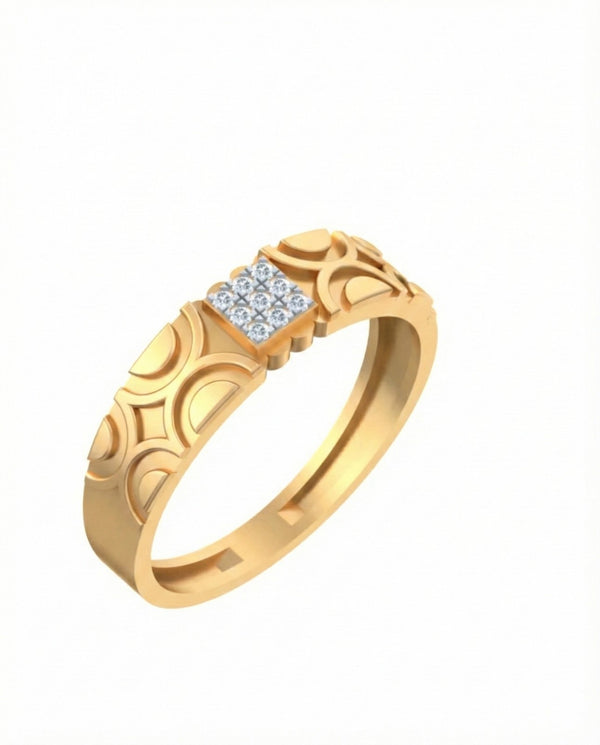 Gold & Diamond Band Ring For Men KRC20046