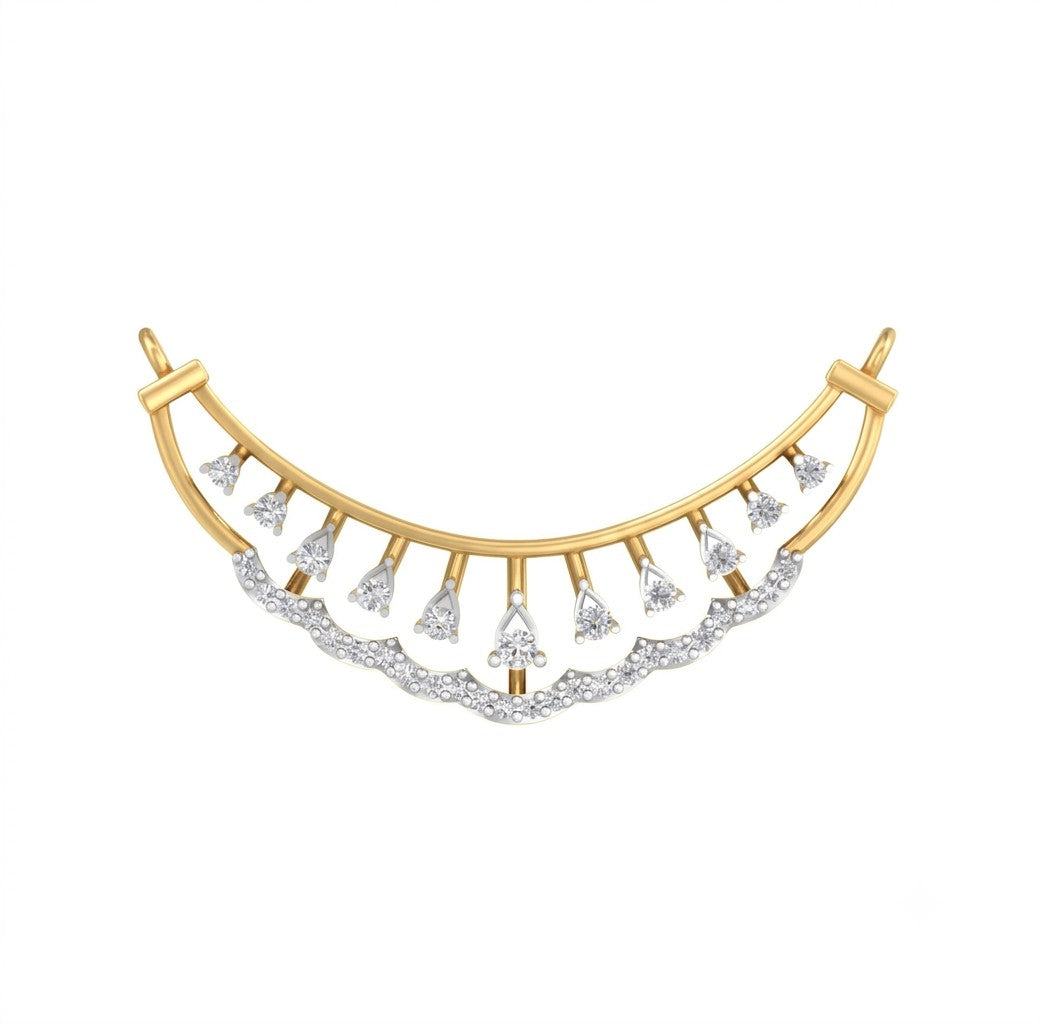 Yellow Gold & Diamond Bridal Mangalsutra on white background