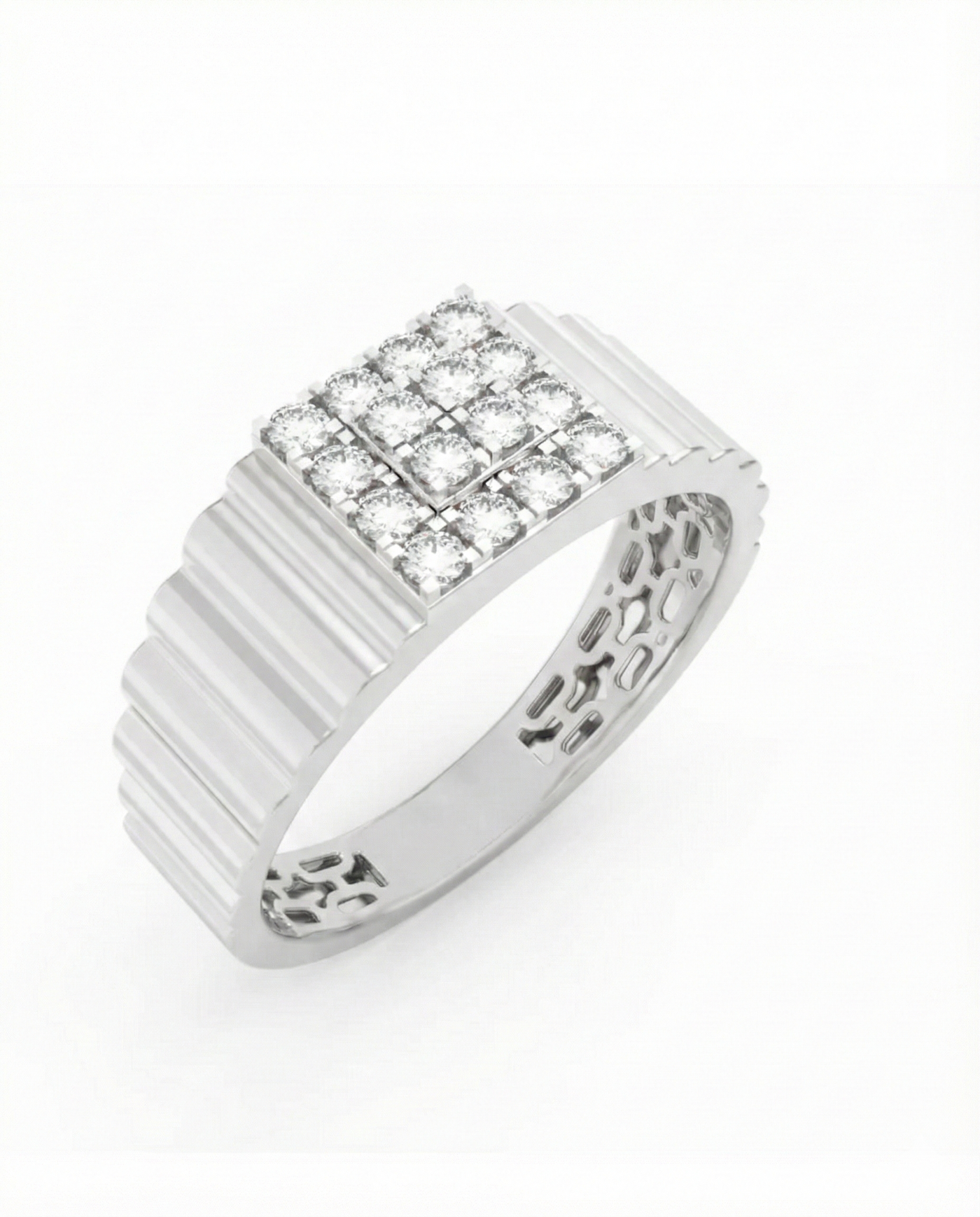 Gold & Diamond Square Ring For Men KRC20220