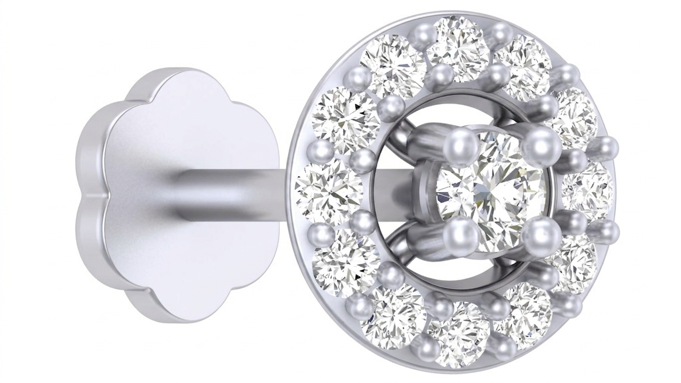 Gold & Diamond Round Nose Pin KRC80166
