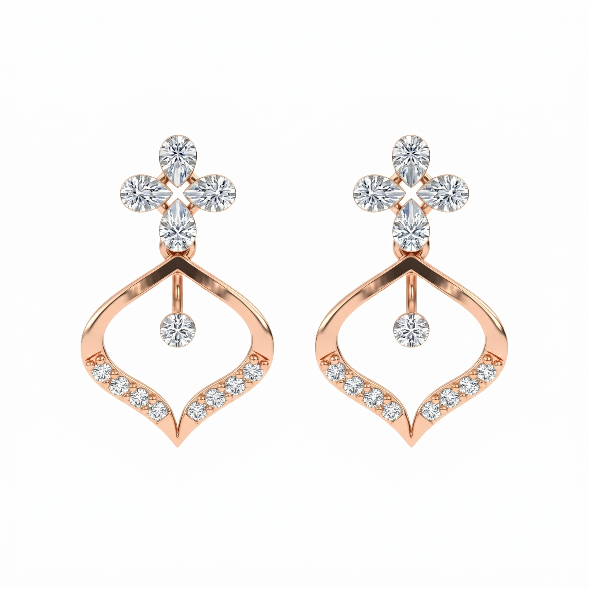 Rose Gold Diamond Earring | under 40k 