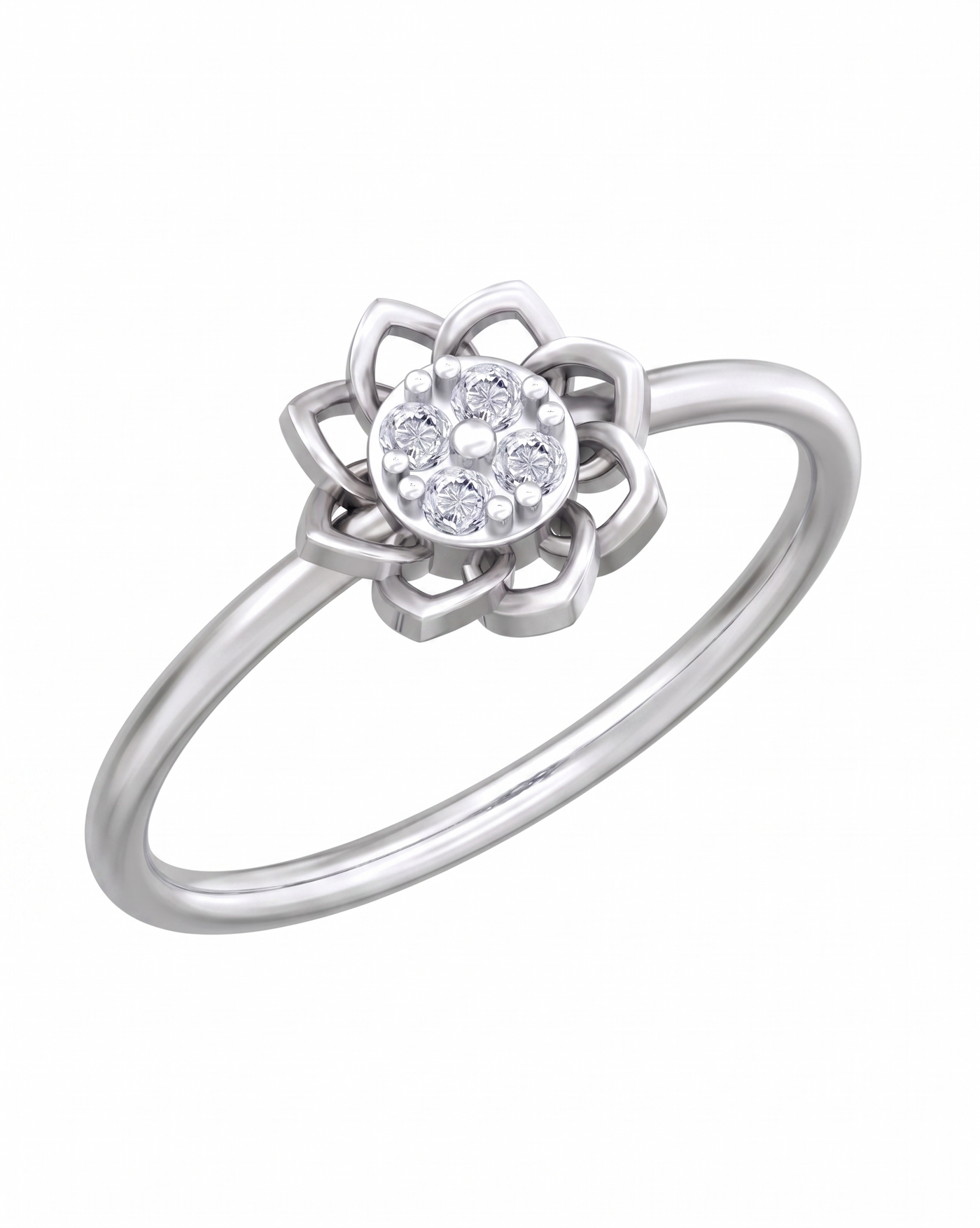 Gold & Diamond Floral Ring For Women KRC10666