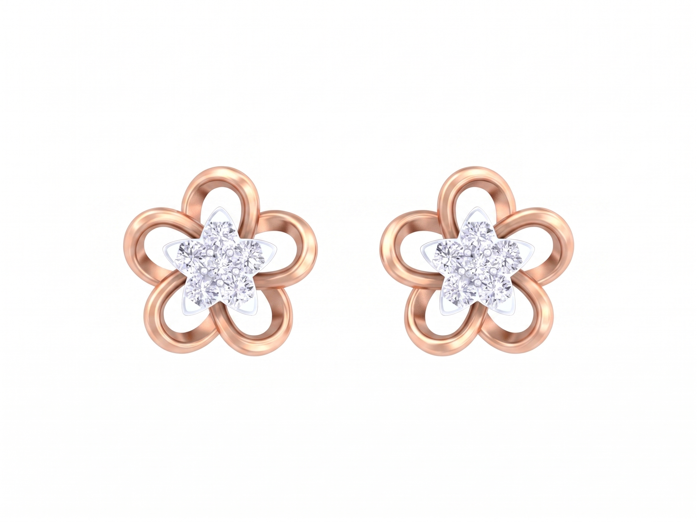 Floral Rose Gold Diamond Earring | under 40k 