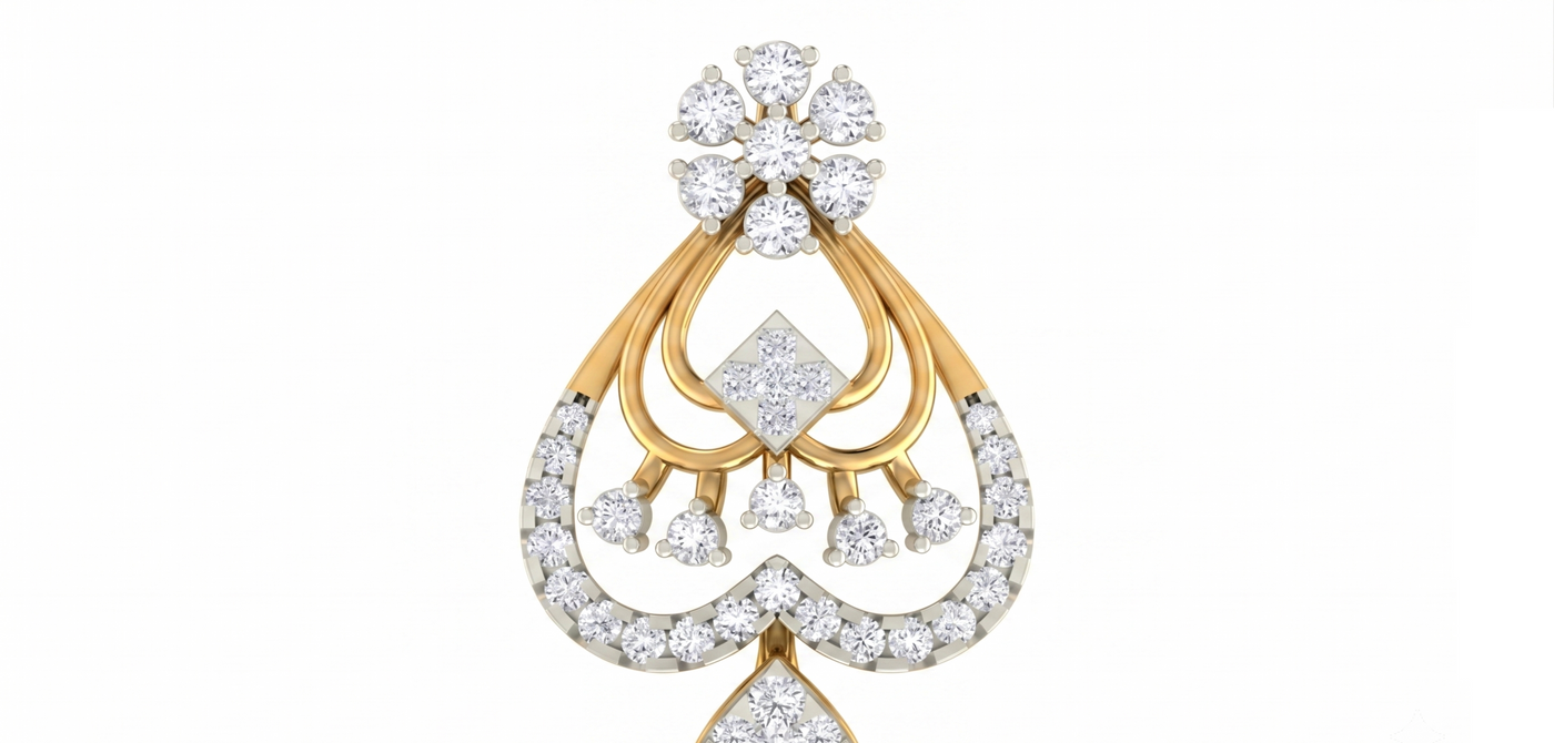 Classic Gold & Diamond Floral Pendant Set KRC40742