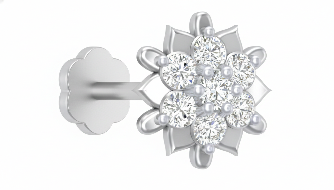Gold & Diamond Stud Nose Pin KRA50111