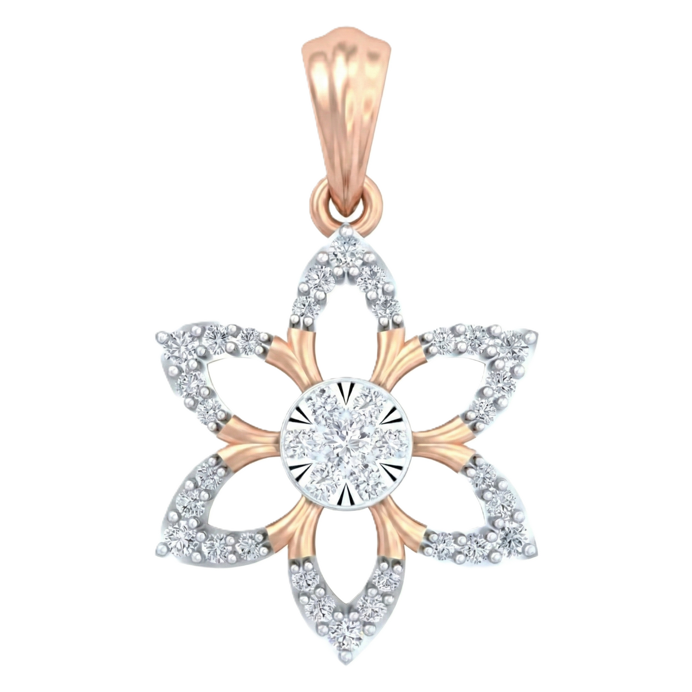 Gold & Diamond Floral Pendant Set KRC40676
