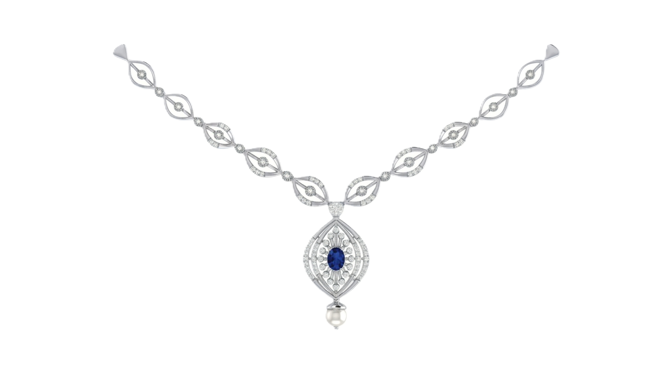 Gold & Diamond Gemstone Necklace Set KRC60042