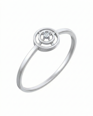 18K Gold & Diamond Solitaire Band Ring For Women KSK163