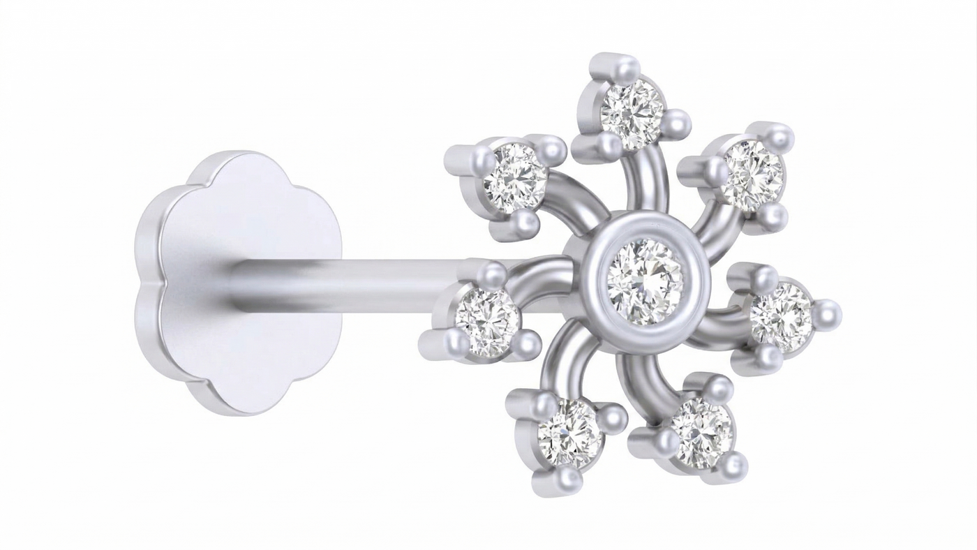 Gold & Diamond Stud Nose Pin KRC80101