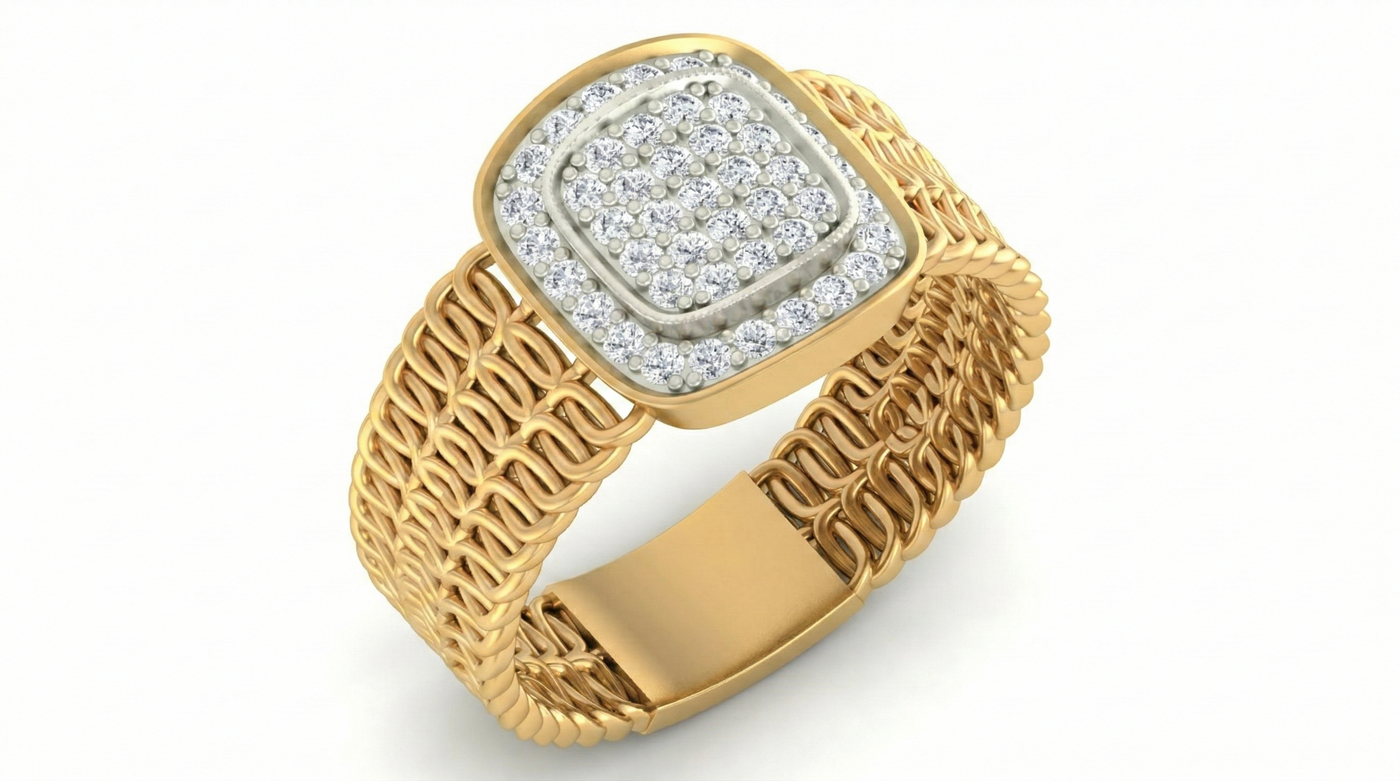 Gold & Diamond Engagement Ring For Men KRC20129