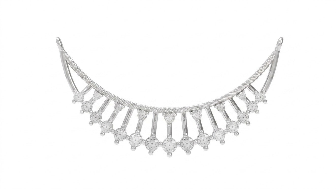 white gold and diamond mangalsutra on a white background
