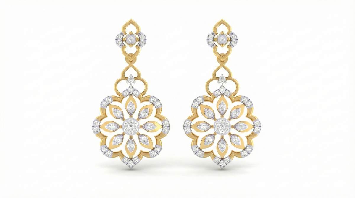 14K Gold & Diamond Women Dangler Earring KRI44018E