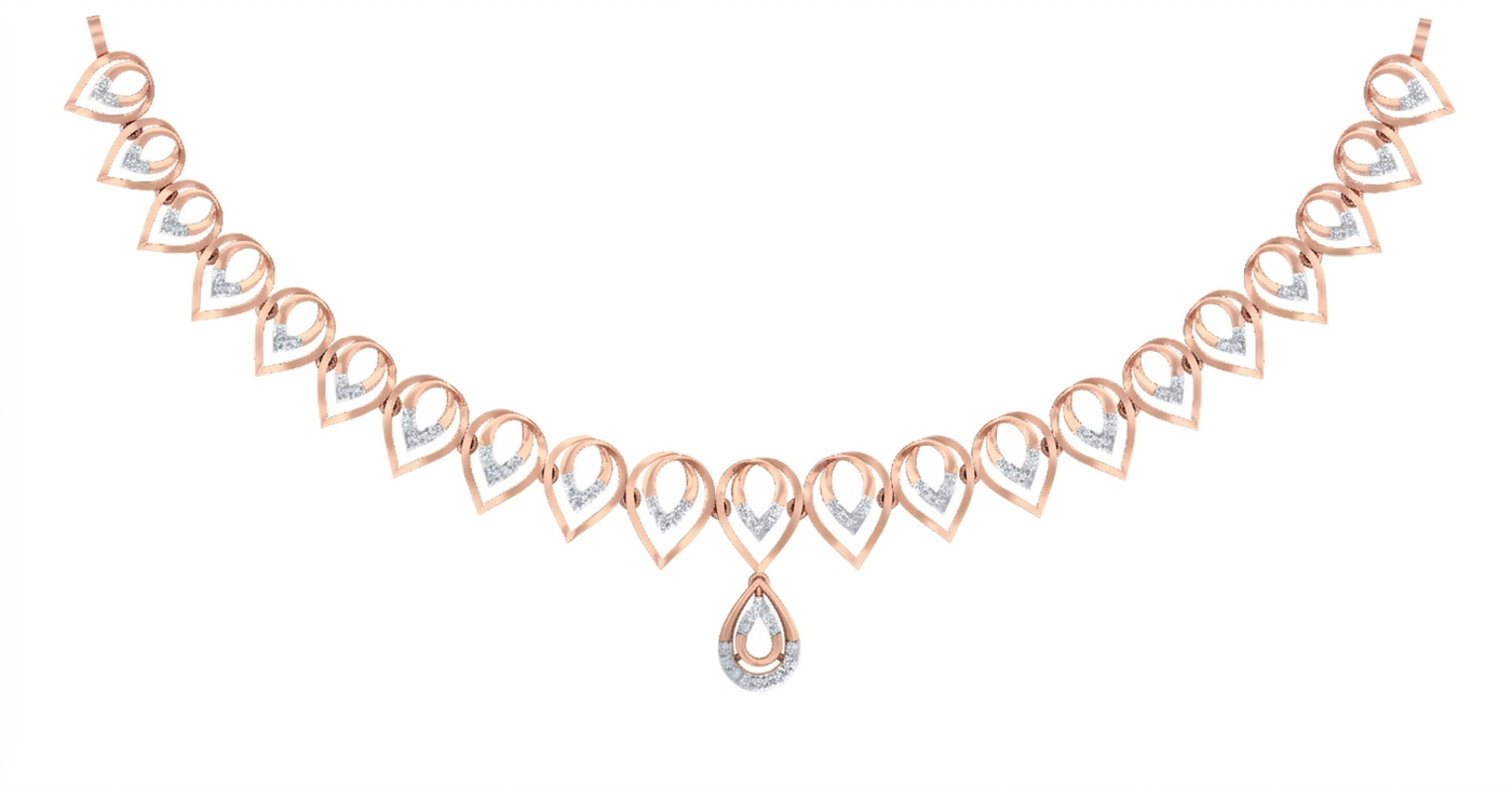 Gold & Diamond Choker Necklace Set KRC60045