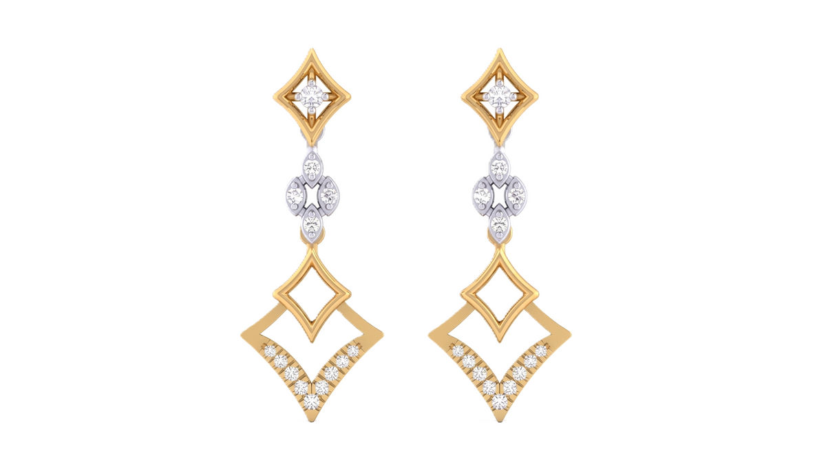 Gold & Diamond Dangler Women Earring KRC60088E