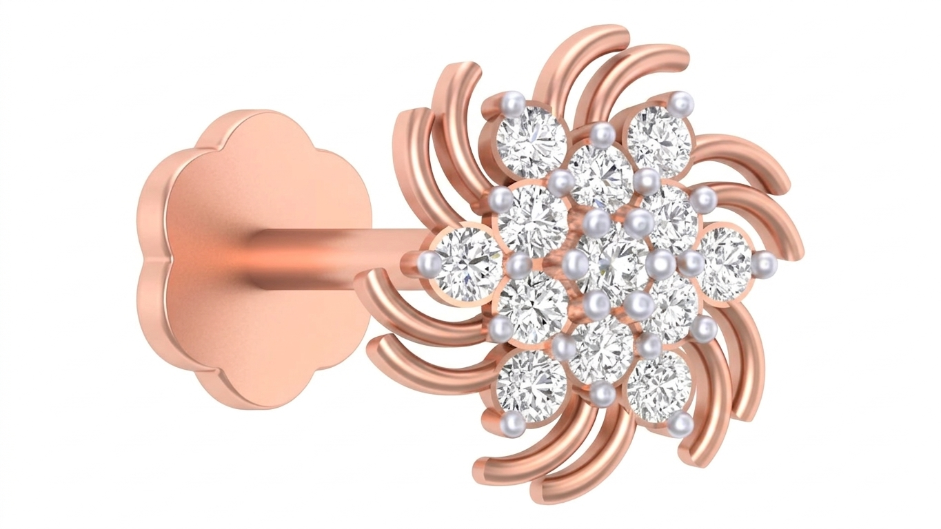 Gold & Diamond Stud Nose Pin KRC80182