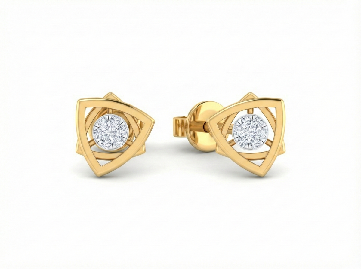 18K Gold & Diamond Solitaire Women Earring KRK30040