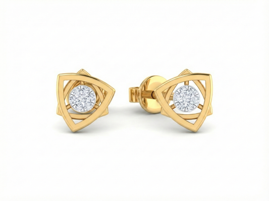 18K Gold & Diamond Solitaire Women Earring KRK30040