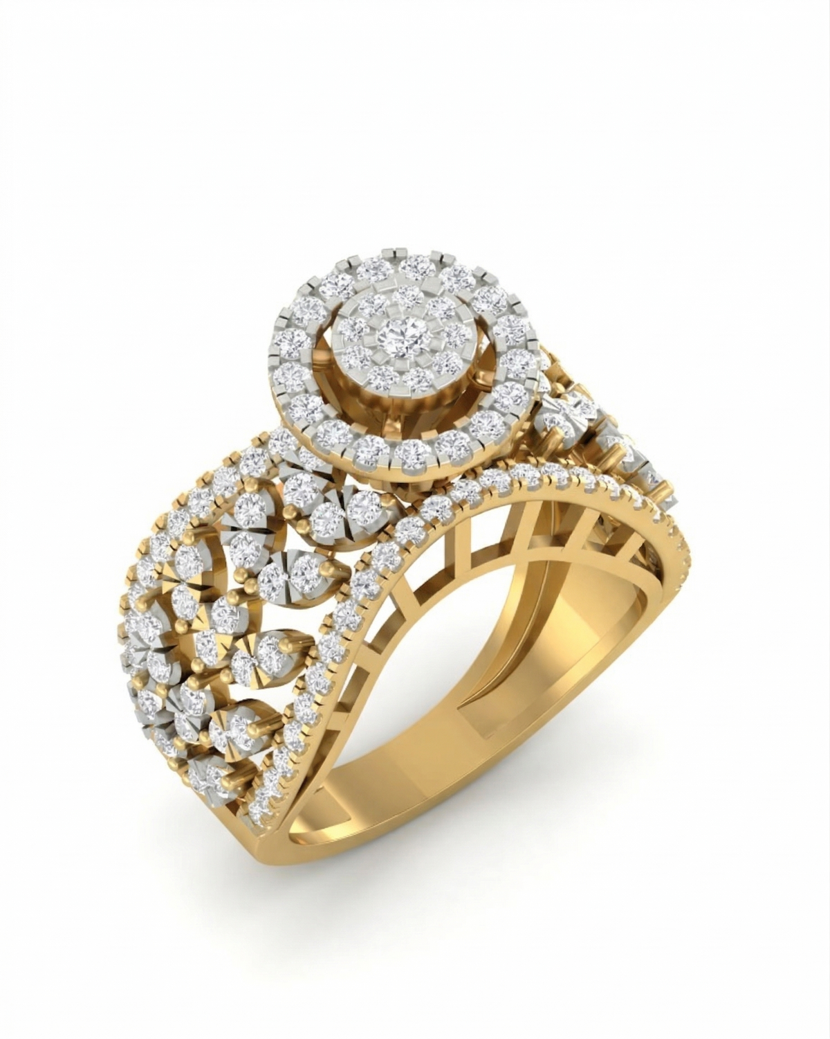 महिलाओं के लिए 18K गोल्ड और डायमंड कॉकटेल रिंग KRA10028
