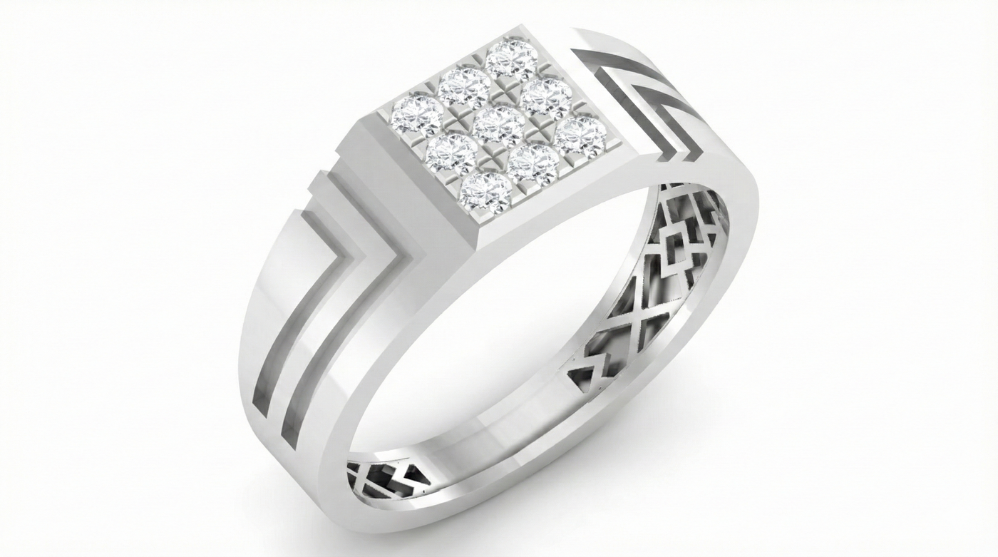 Gold & Diamond Band Ring For Men KRC20123