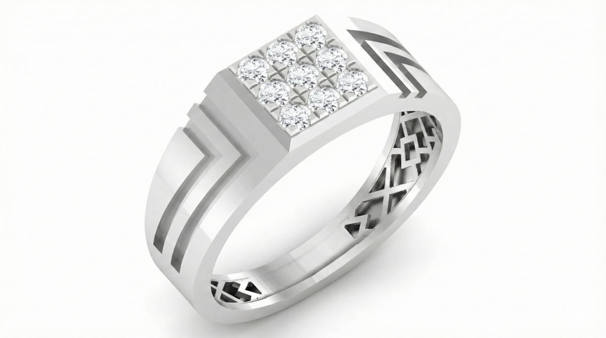 18K Gold & Diamond Band Ring For Men KRA60163