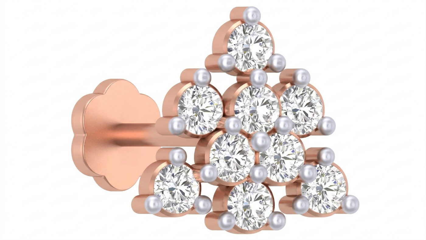 Gold & Diamond Stud Nose Pin KRC80161