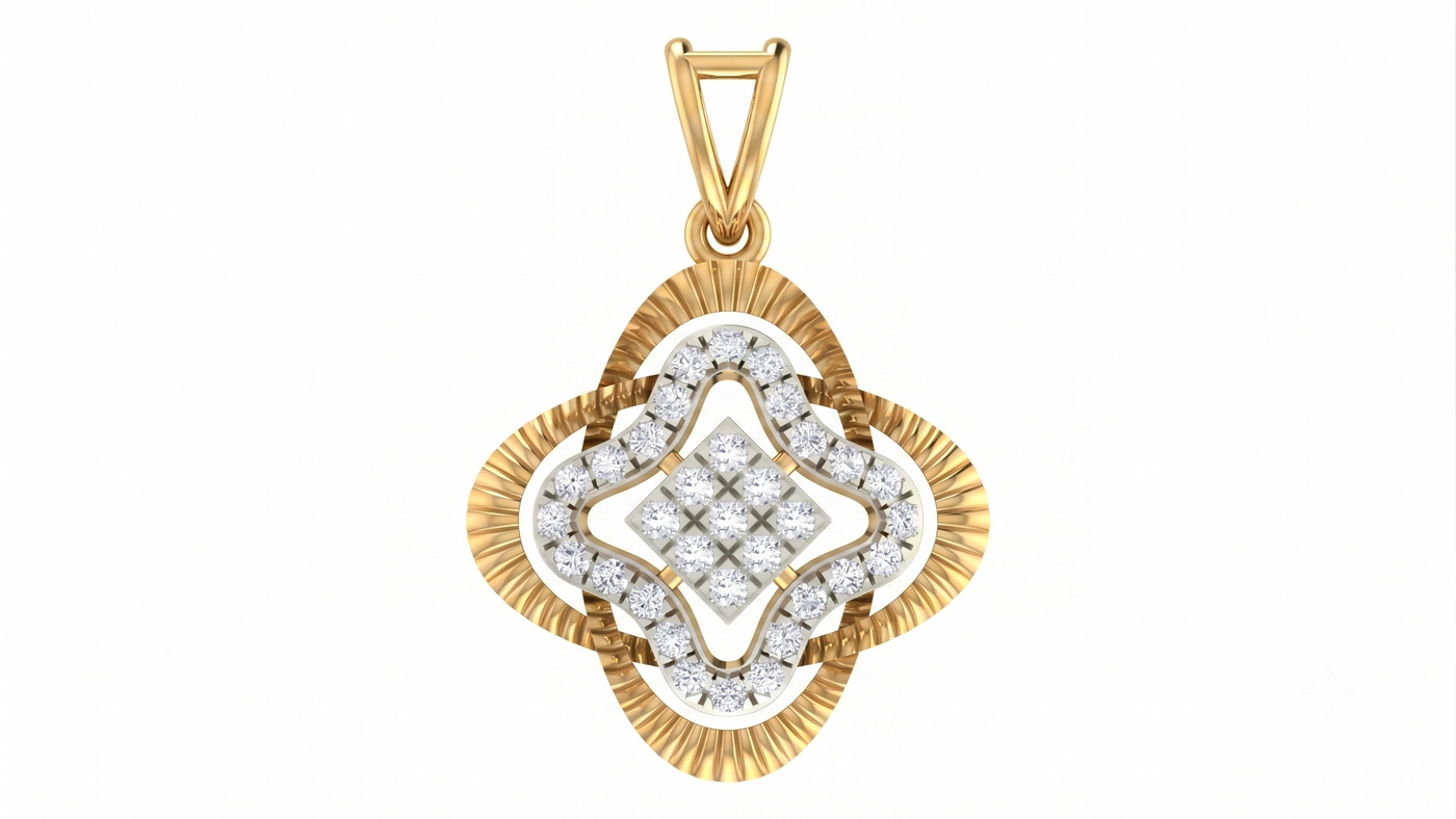 Elegant Gold & Diamond Floral PENDANT SET KRC40740