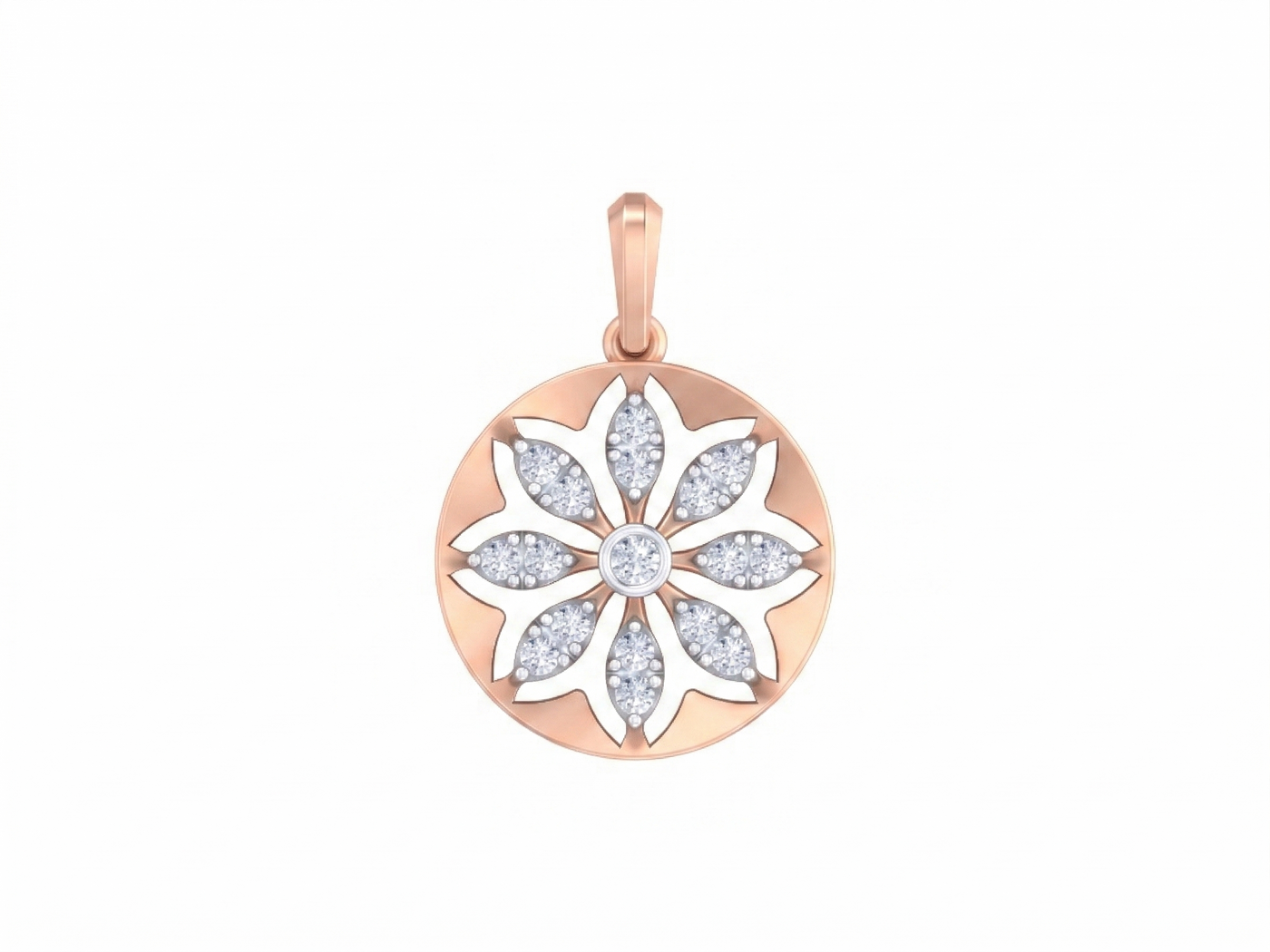 Gold & Diamond Floral Pendant Set KRC40699