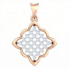 18K Gold & Diamond Floral Pendant Set KRB40055P