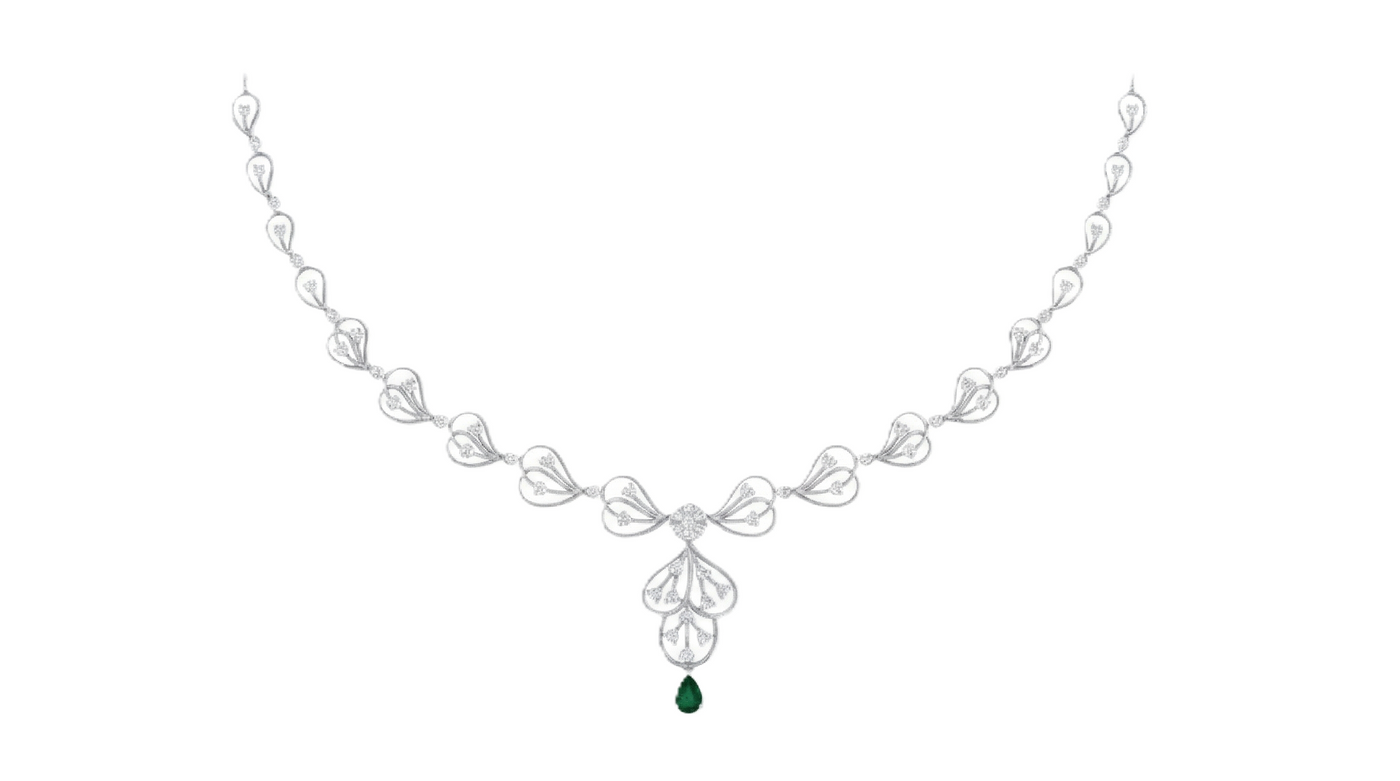 Gold & Diamond Gemstone Necklace Set KRC60122