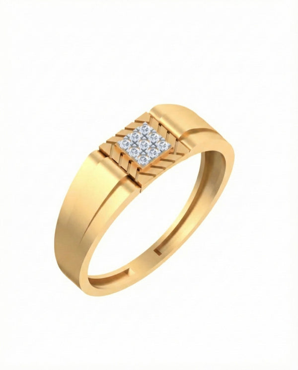 Gold & Diamond Lightweight Ring For Men KRC20048