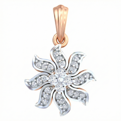 18K Gold & Diamond Floral Pendant Set KRB40069P