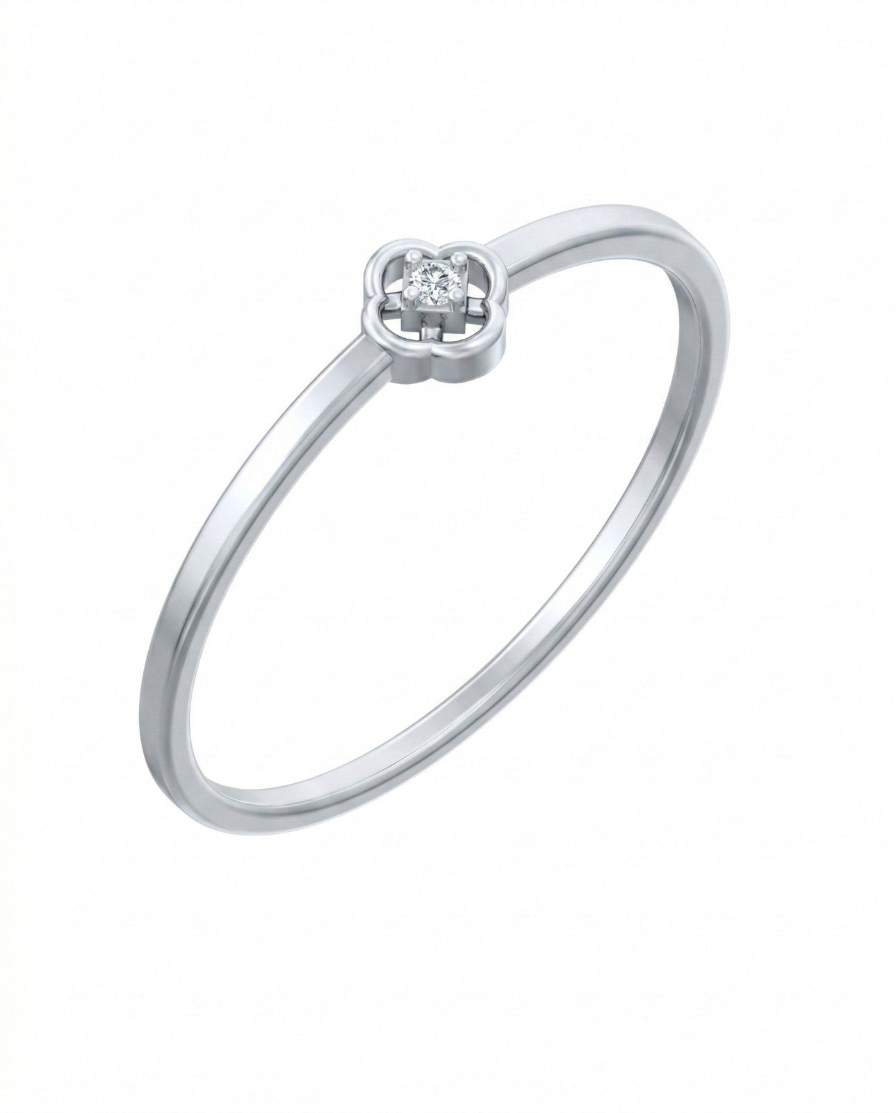 White gold ring with a diamond on a white background

