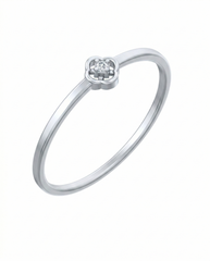 18K Gold & Diamond Solitaire Band Ring For Women KSK162