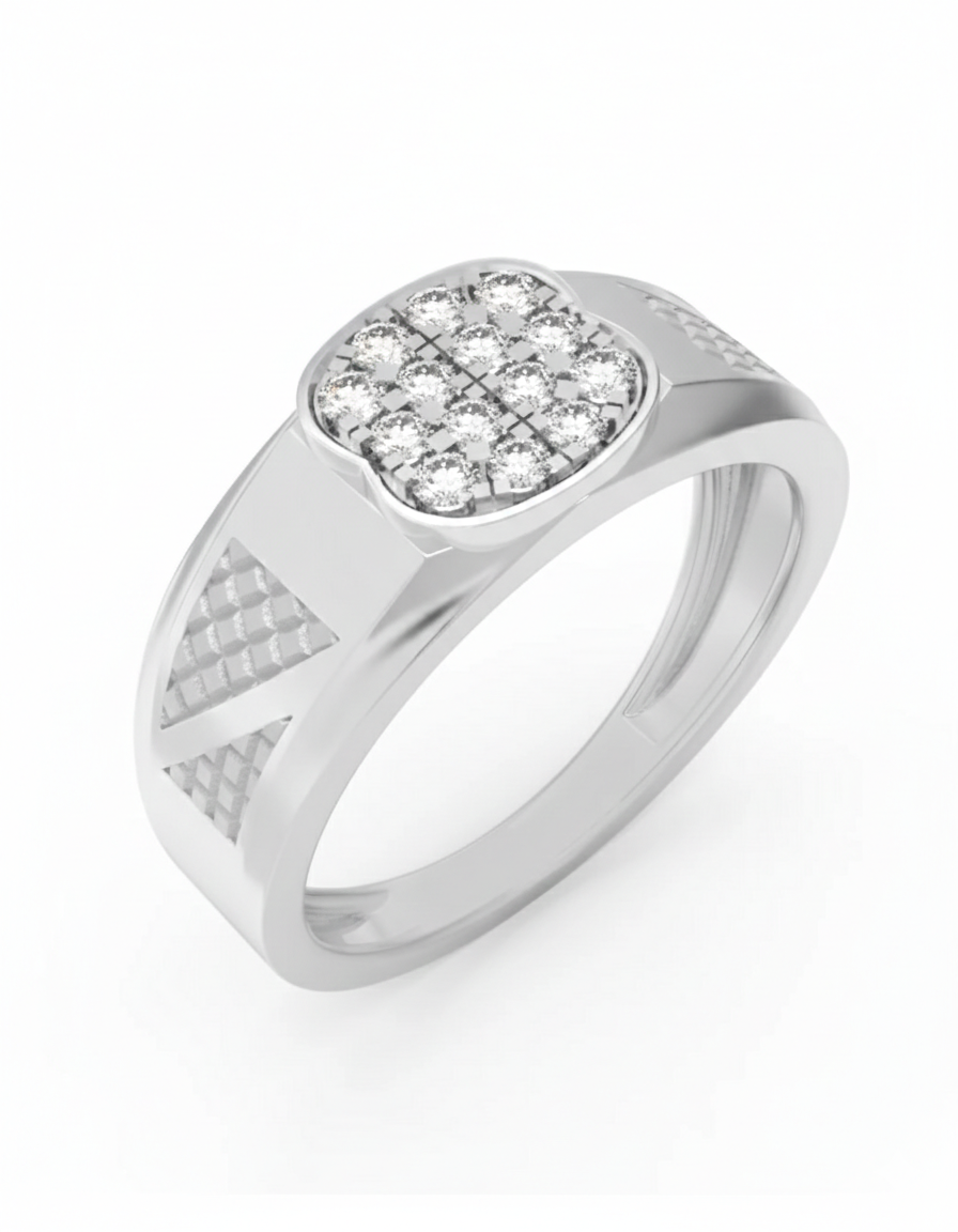 Gold & Diamond Band Ring For Men KRC20271