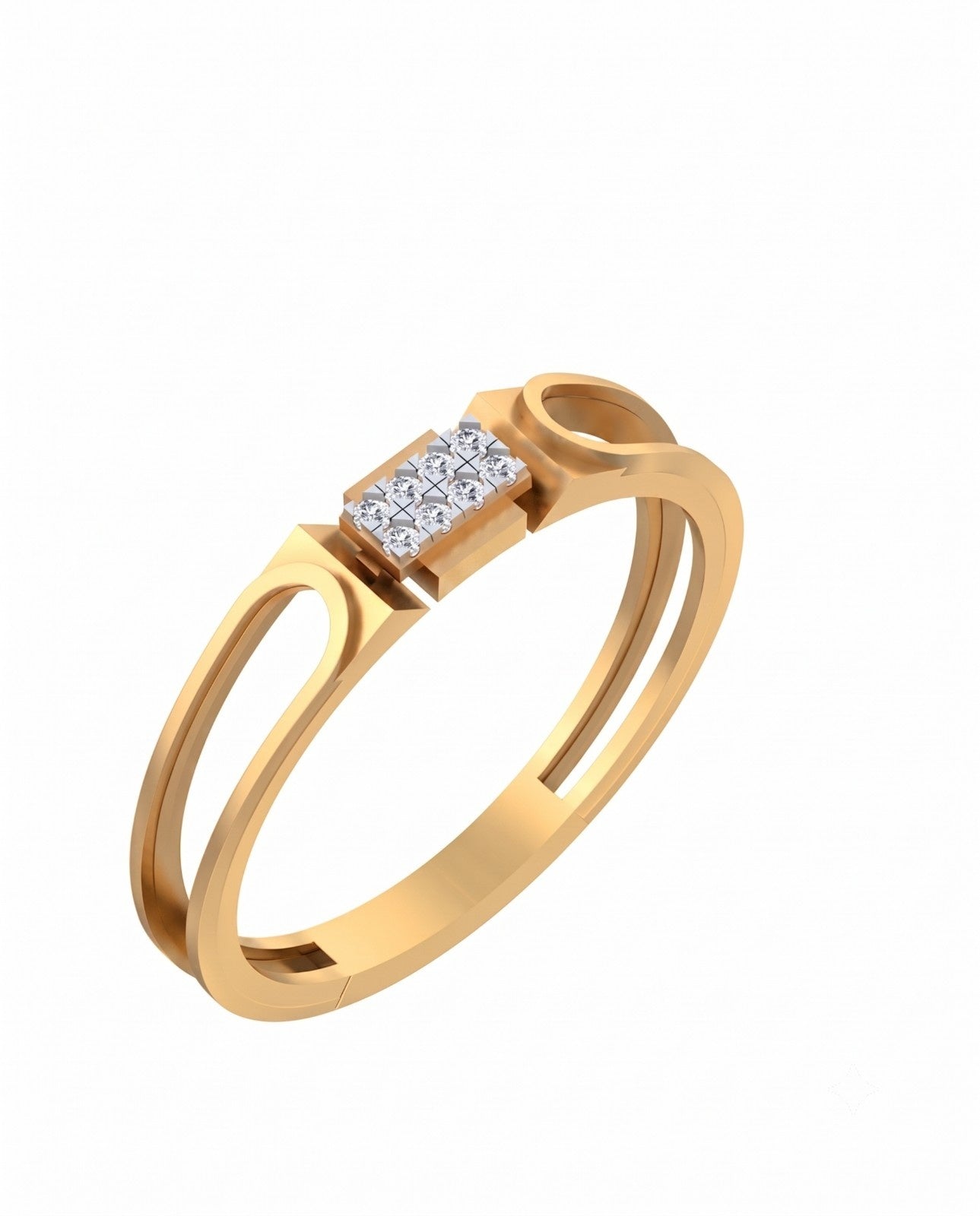 A yellow gold ring with a diamond cluster setting, shown on a plain white background.