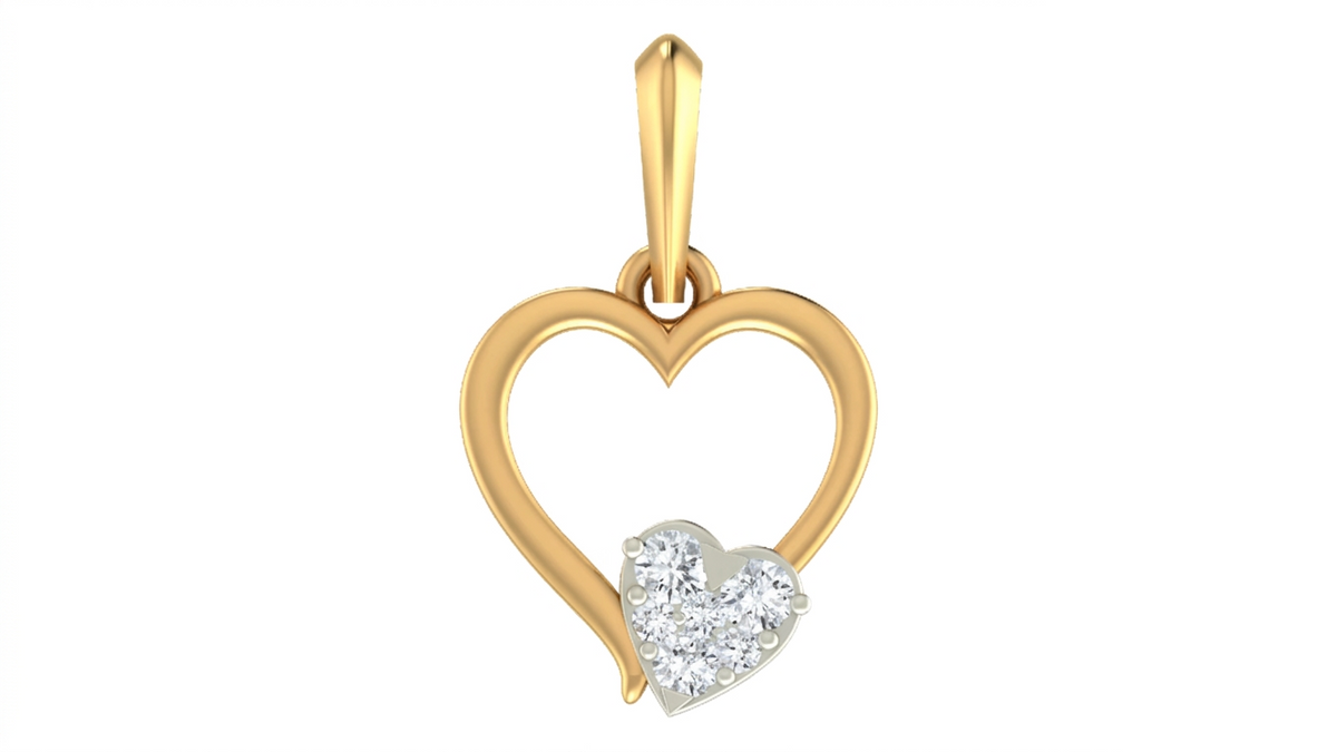 18K Gold & Diamond Heart Pendant Set KRA40178P