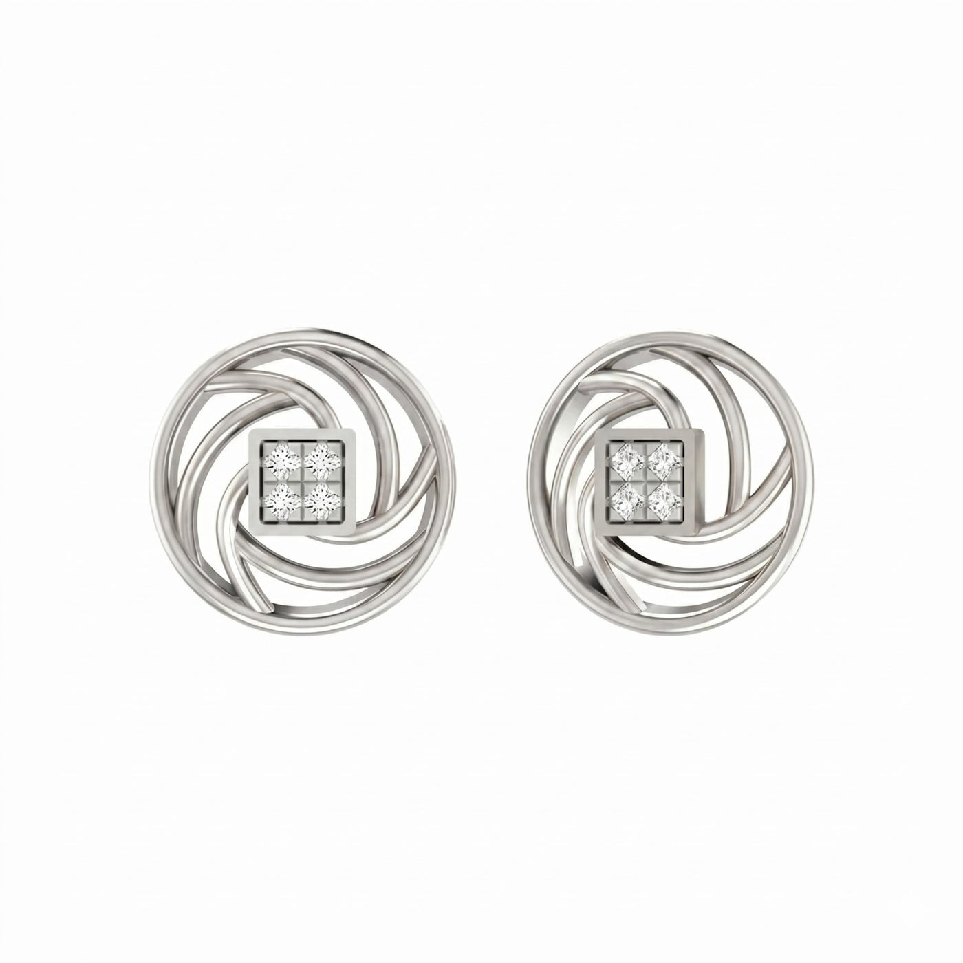 Pair of white earring round shaped on a white backgrounds