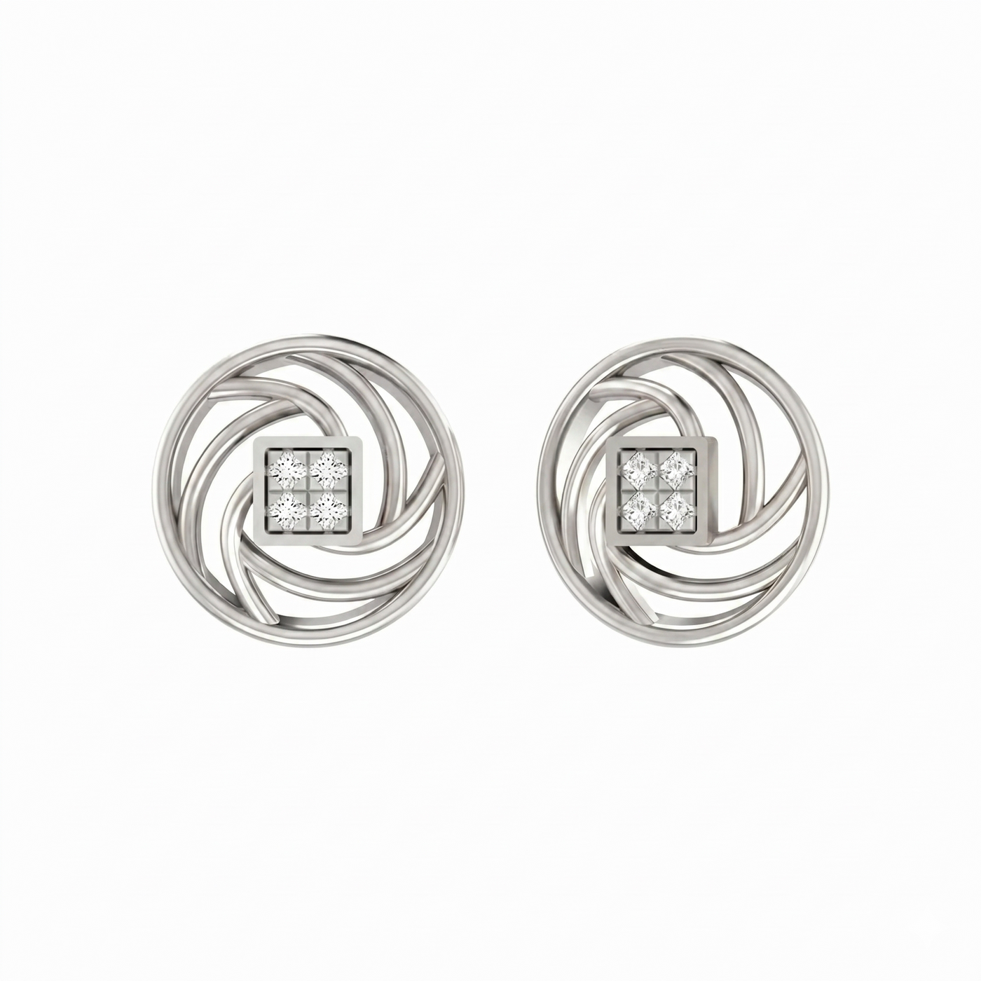 Gold & Diamond Round-shaped Stud Earring For Women KRB30056