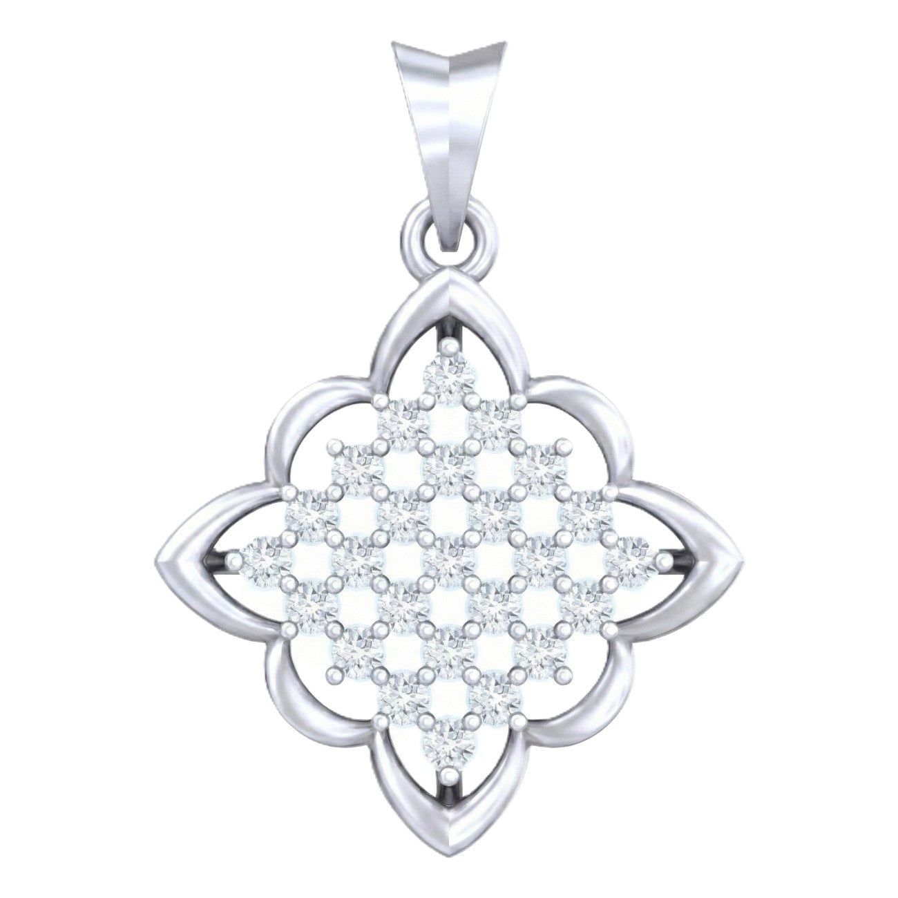 White gold and diamond pendant on White background