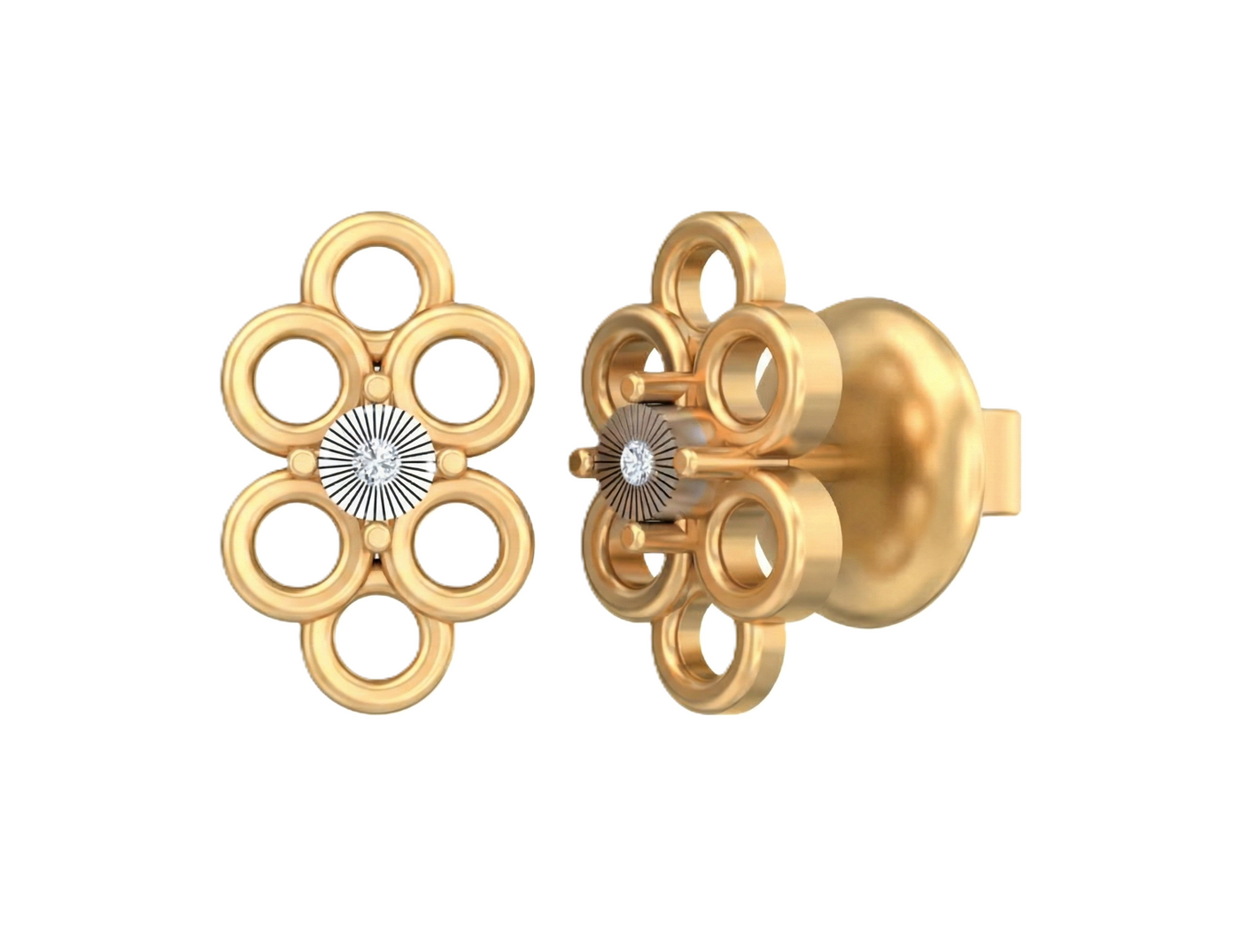 Gold & Diamond Women Stud Earring KRC30137