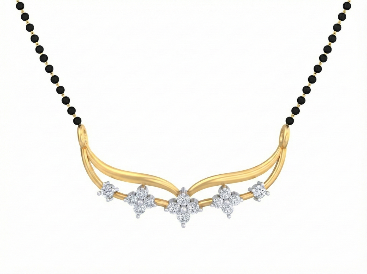18K Gold & Diamond Beaded Mangalsutra For Women KSK183