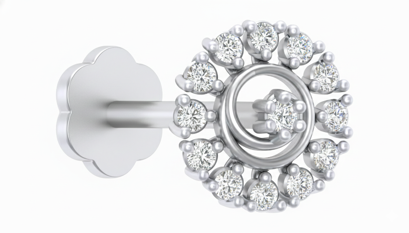 Gold & Diamond Round Nose Pin KRA50146