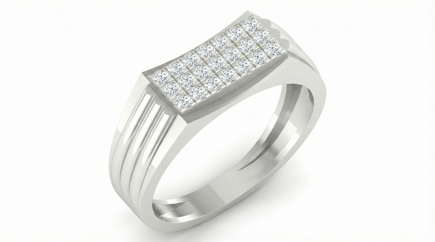 Gold & Diamond Band Ring For Men KRB20096