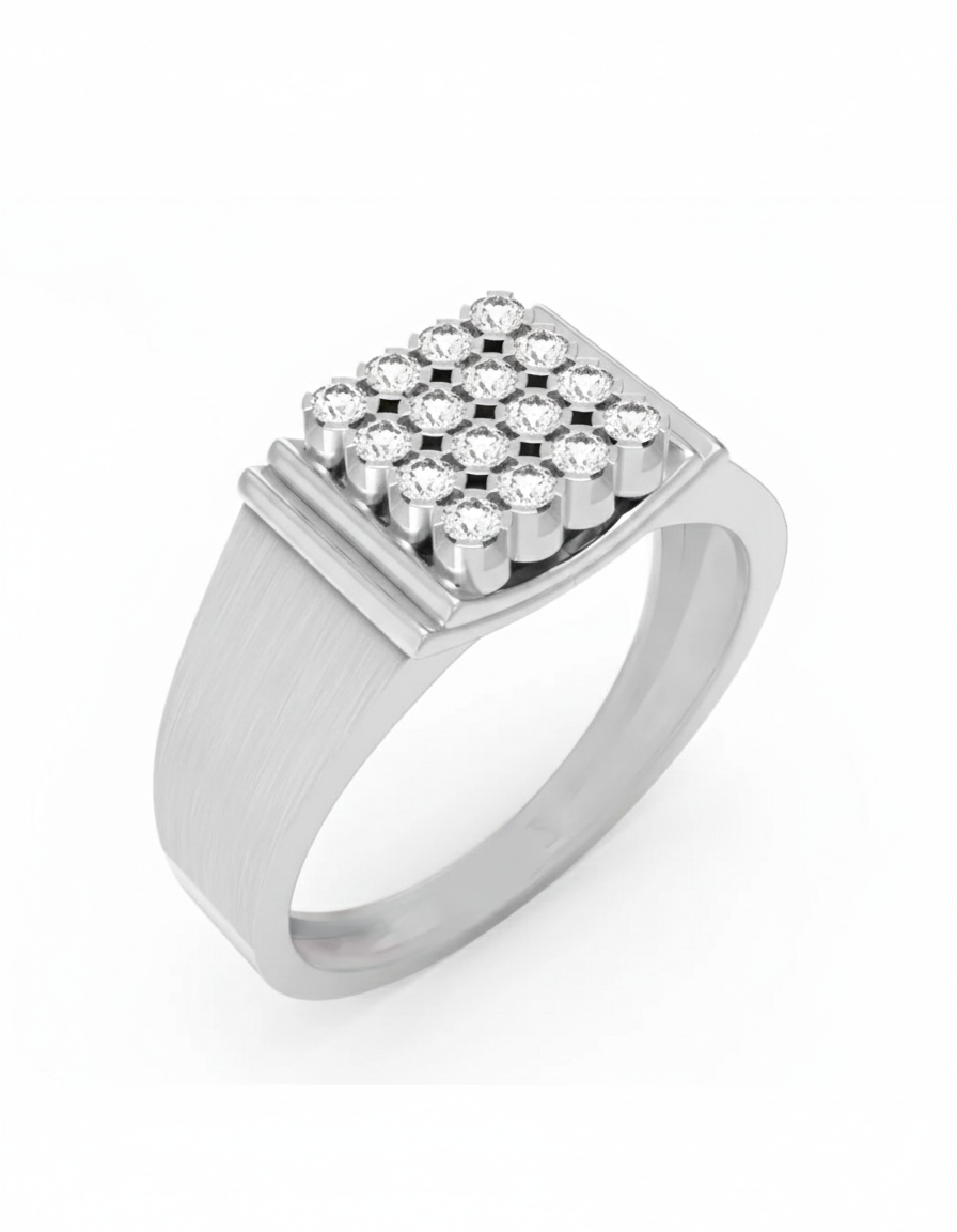 Gold & Diamond Band Square Ring For Men KRC20246