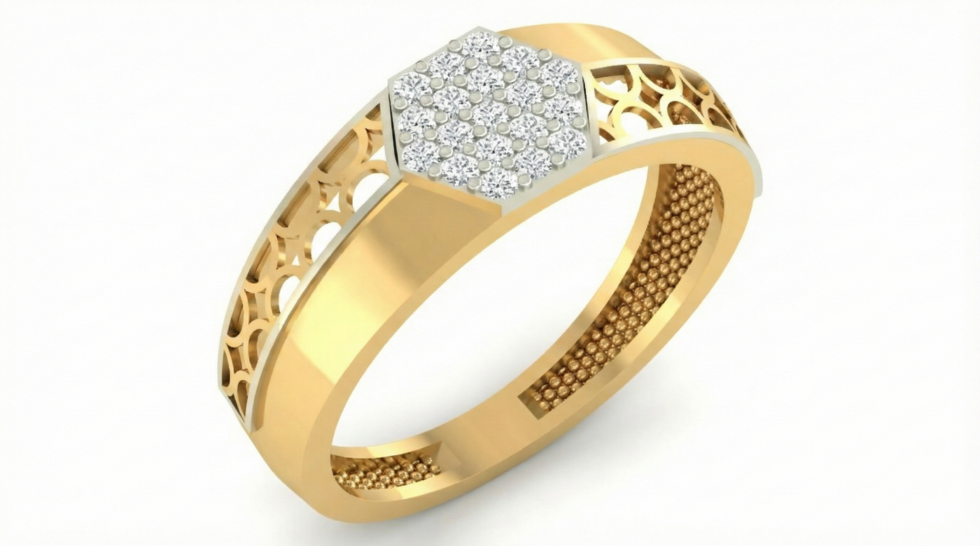 Gold & Diamond Engagement Ring For Men KRB20100