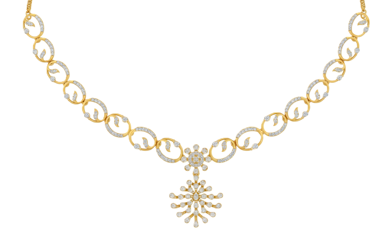 Gold & Diamond Dailywear Necklace Set KRC60111