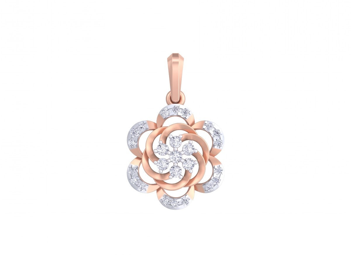 Rose gold and diamond Pendant on white background