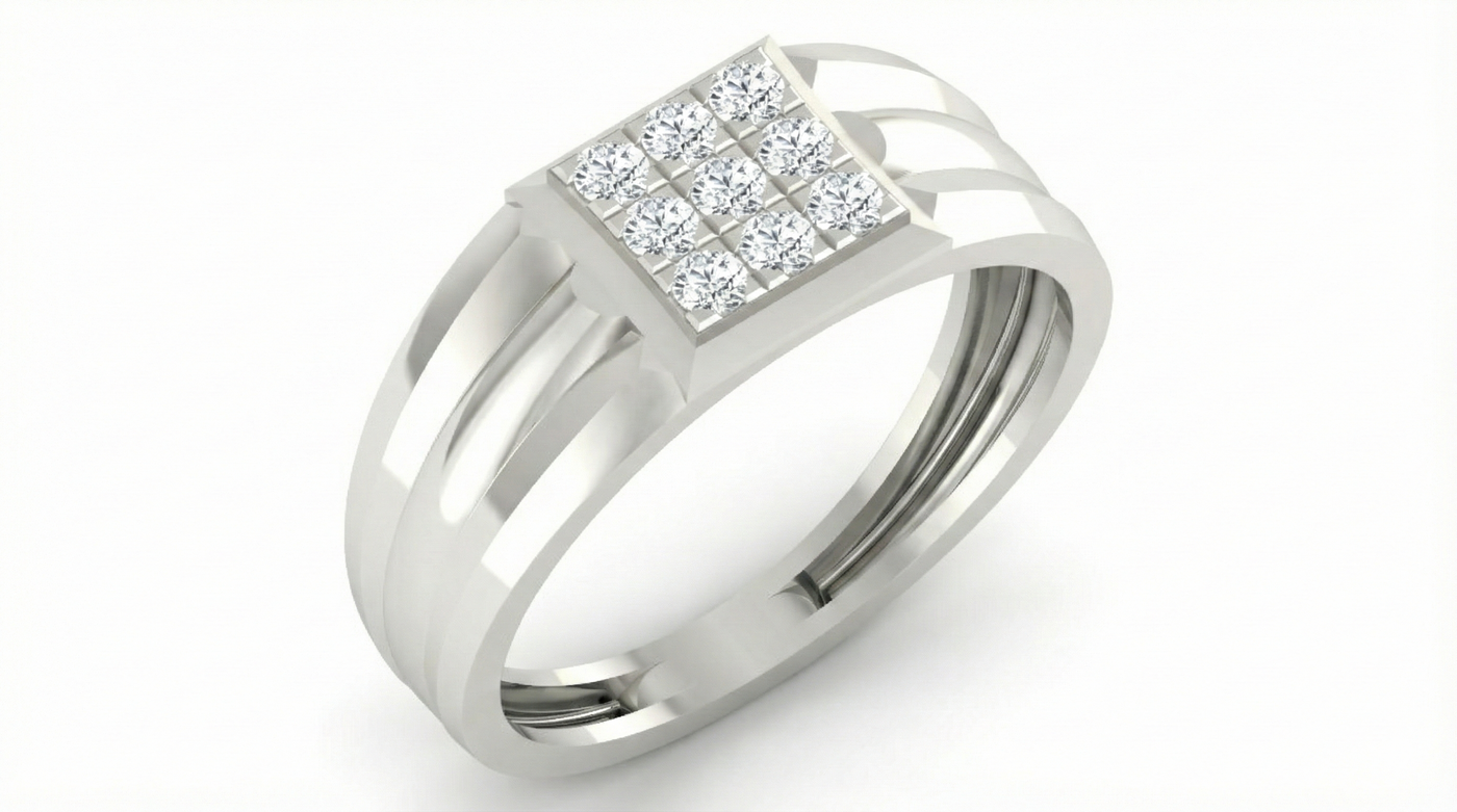 Gold & Diamond Band Ring For Men KRB20104