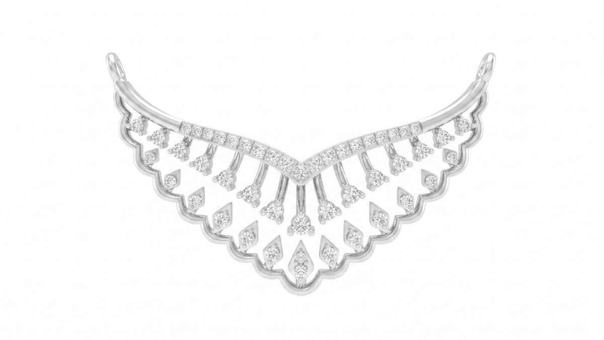 White gold & diamond floral mangalsutra on white background