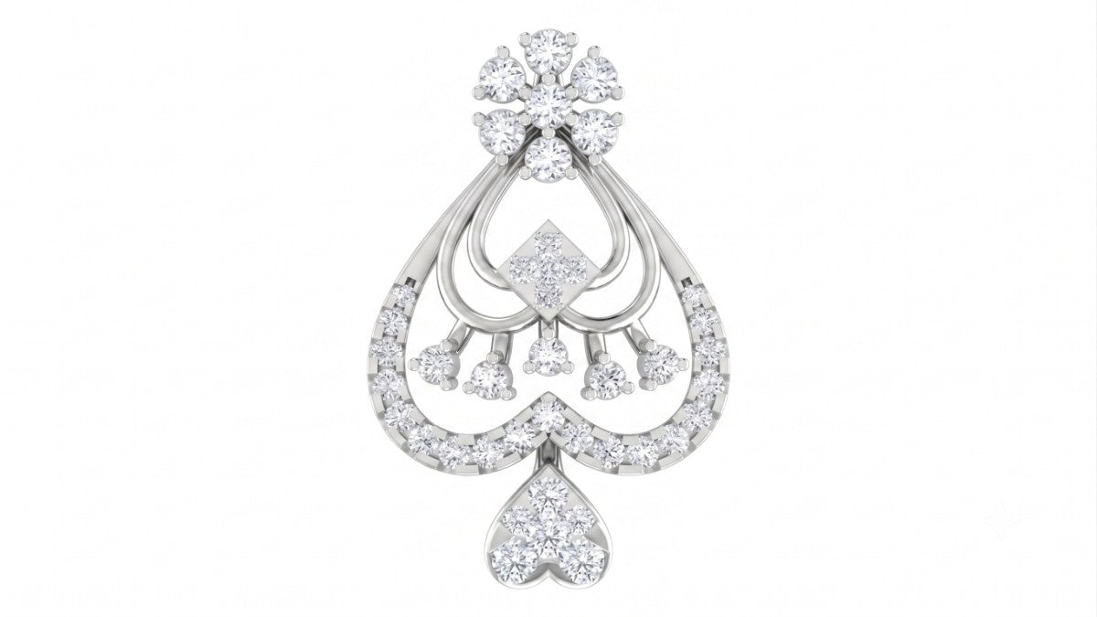 White gold and diamond pendant on white background